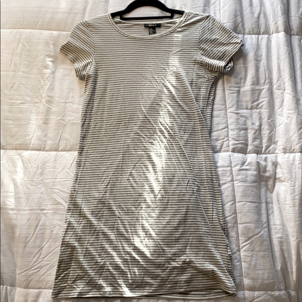 Grey and White stripped t-shirt dress
